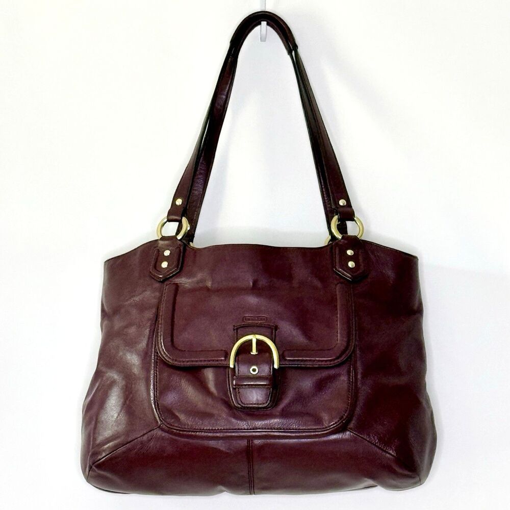 COACH Campbell Belle Leather Carryall Bordeaux Burgundy Satchel Bag Purse F24961